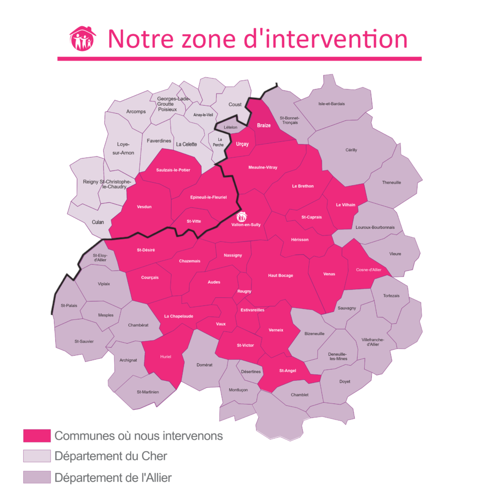 Zone d'intervention Val de Cher Services – Allier